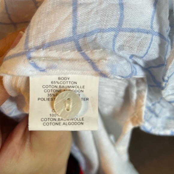 Blue tassel checkered button up shirt from Anthropologie size M - Picture 5 of 6